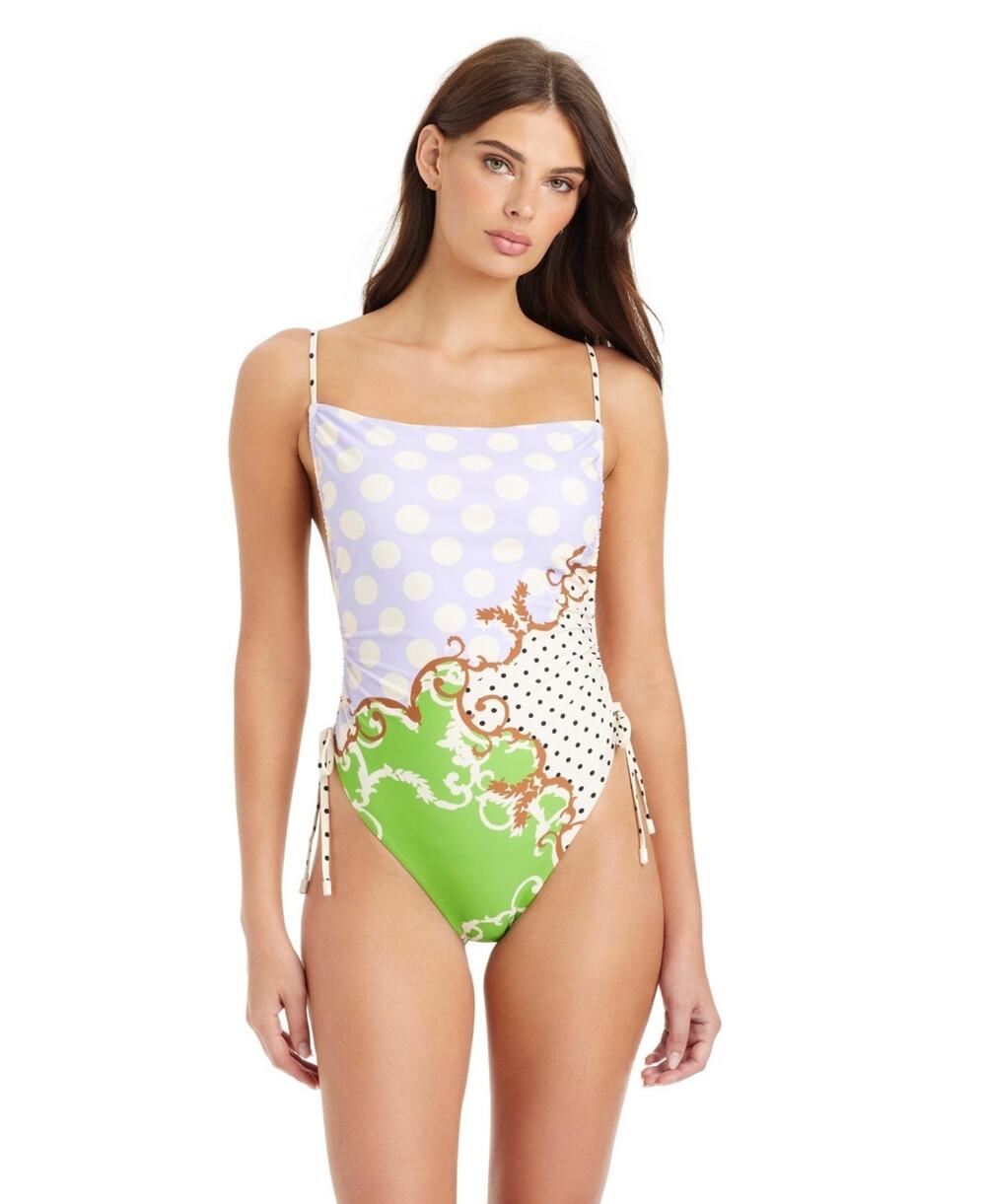 Sanctuary Pretty In Provence Over-The-Shoulder Shirred Side Swimsuit Size L 0058